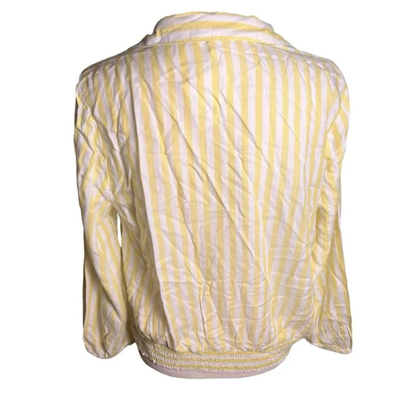Beach Lunch Lounge Women’s Yellow Striped long sleeve Stretch Waistband Size M - Picture 10 of 13